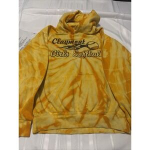 Colortone Girls Yellow Orange Tie Dye Hoodie Claymont Softball McCready Size L